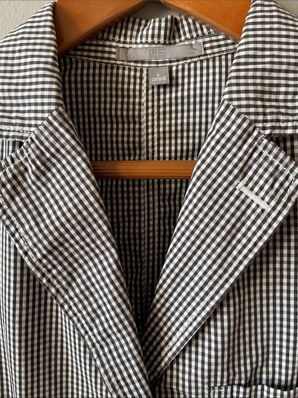 Uniqlo Black and White Gingham Casual Blazer Cotton - Picture 2 of 8
